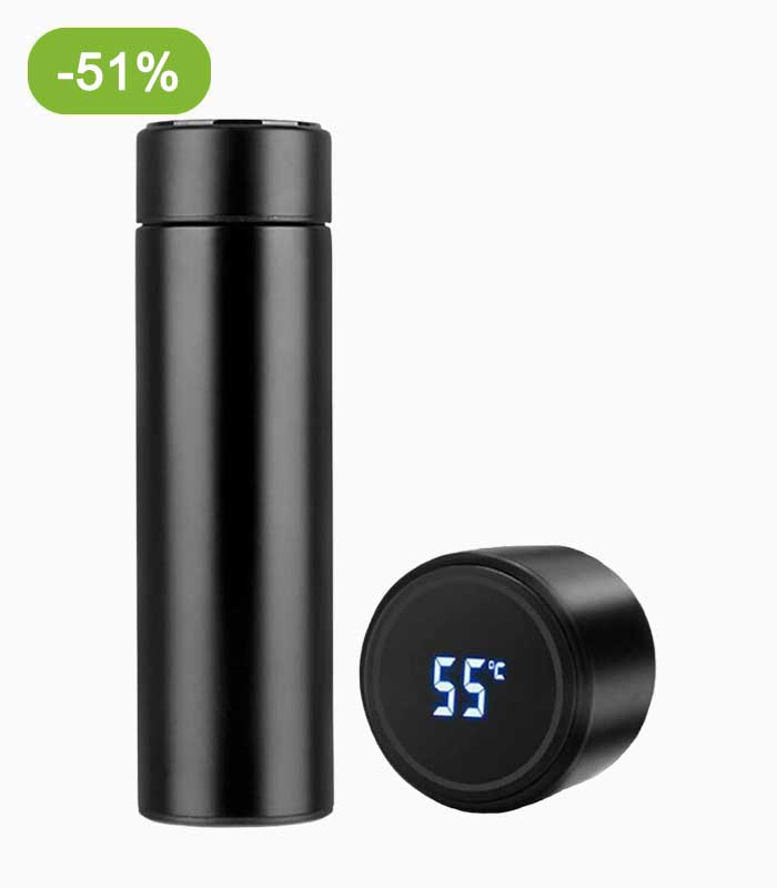 thermos-nois Bouteille isotherme intelligente 500ml, Thermos avec affichage de température – Image 1