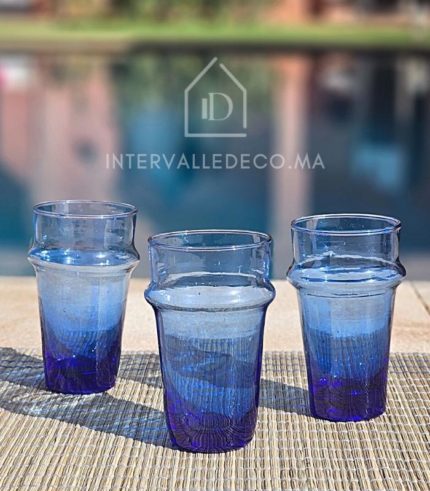 verre à thé marocain Beldi bleu 17cl