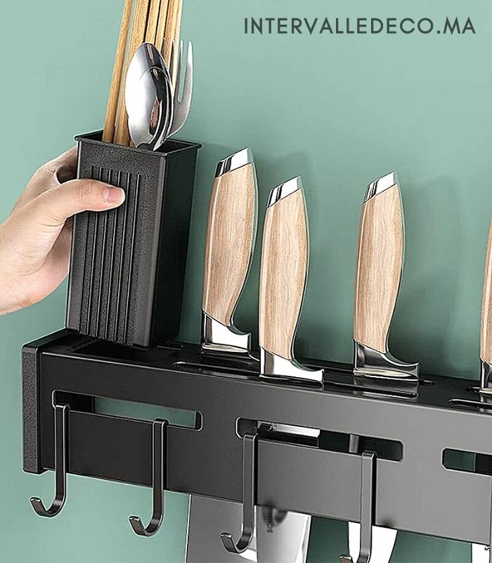 Couteau de cuisine,Récipient de rangement mural multifonctionnel pour  couteaux de cuisine,support opaque pour - Long Black