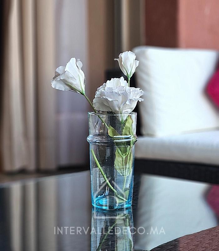 Vase Beldi en verre soufflé artisanal transparent