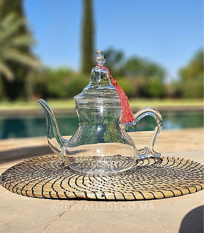 Théière marocaine en verre transparente 840ml avec filtre intégré