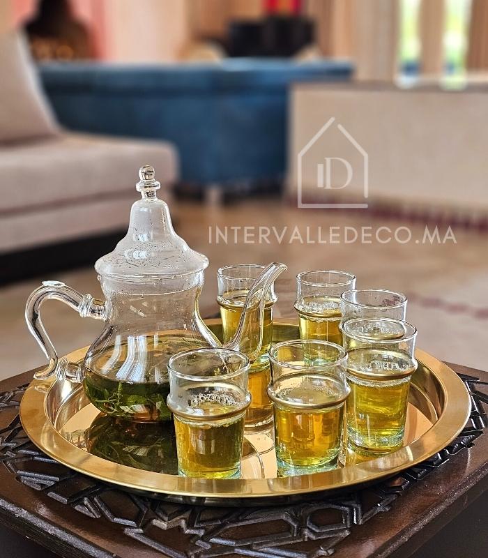 Théière marocaine en verre transparente 840ml avec filtre intégré
