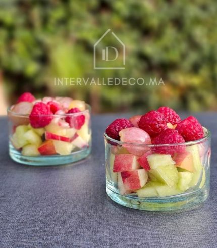 Coupelle en verre transparent pour dessert et salade de fruits