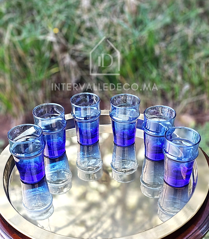 Verre à thé Beldi marocain bleu 15cl – 6 pièces