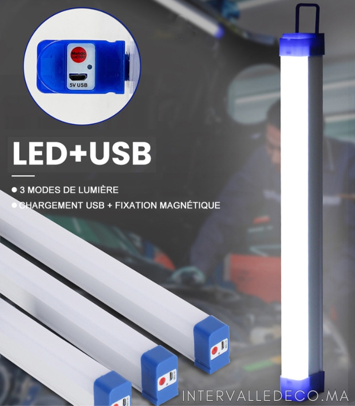 Pack 2 - Lampe LED magnétique - Détecteur de mouvement - Batterie au  lithium - Rechargeable par USB