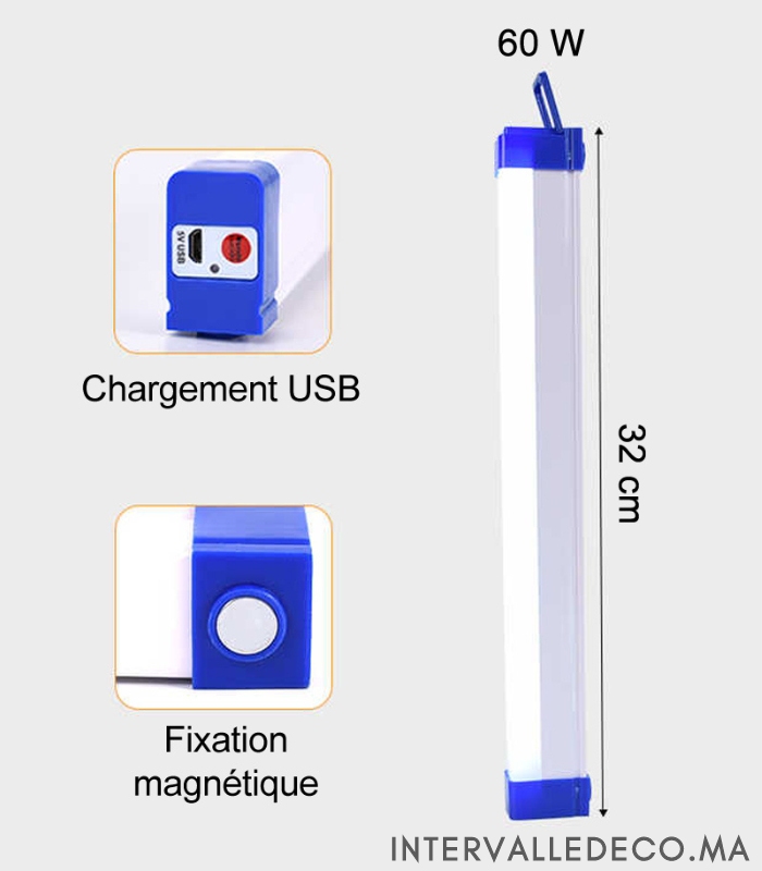 Pack 2 - Lampe LED magnétique - Détecteur de mouvement - Batterie au  lithium - Rechargeable par USB