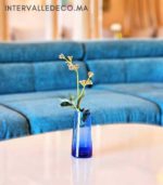 soliflore en verre soufflé bleu