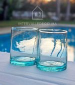 Verres à eau en verre soufflé artisanal transparent