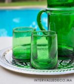 Verres à eau en verre soufflé artisanal vert