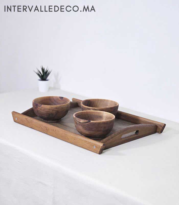 Plateau de service rectangulaire en bois