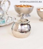 Sucrier marocain martelé en cuivre nickelé