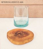 Idée cadeau artisanal – Carafe et verres Beldi en verre soufflé transparent et sous-verres en bois d’olivier – Image 9
