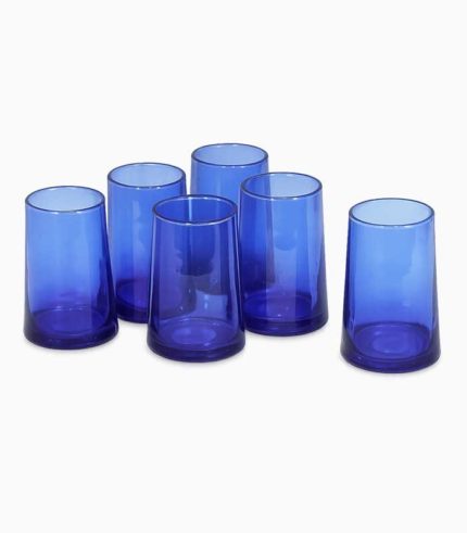 Verres à jus en verre soufflé bleu