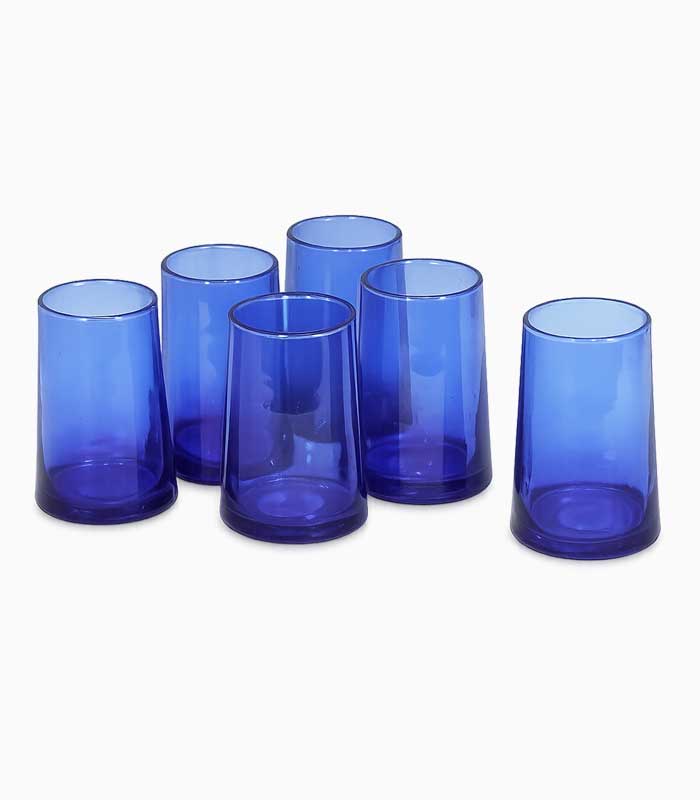 Verres à jus en verre soufflé bleu