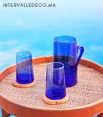 Verres à jus en verre soufflé bleu