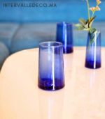 Verres à jus en verre soufflé bleu