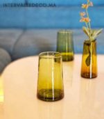 Verres à jus en verre soufflé marron