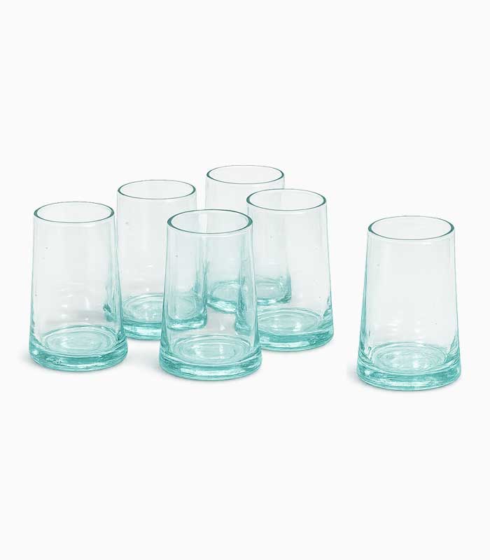 Verres à jus en verre soufflé transparent