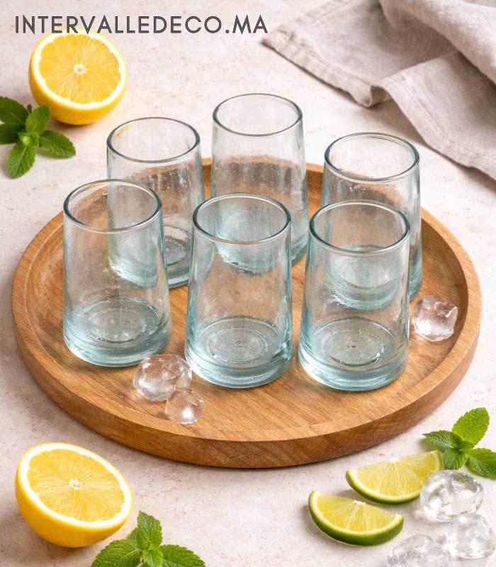 Verres à jus en verre soufflé transparent