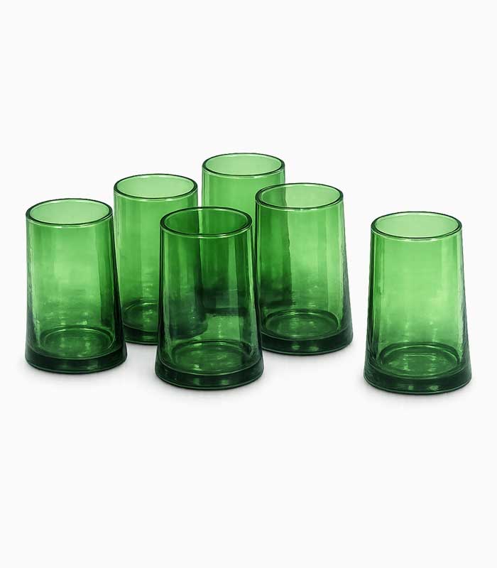 Verres à jus en verre soufflé vert