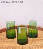 Verres à jus en verre soufflé vert